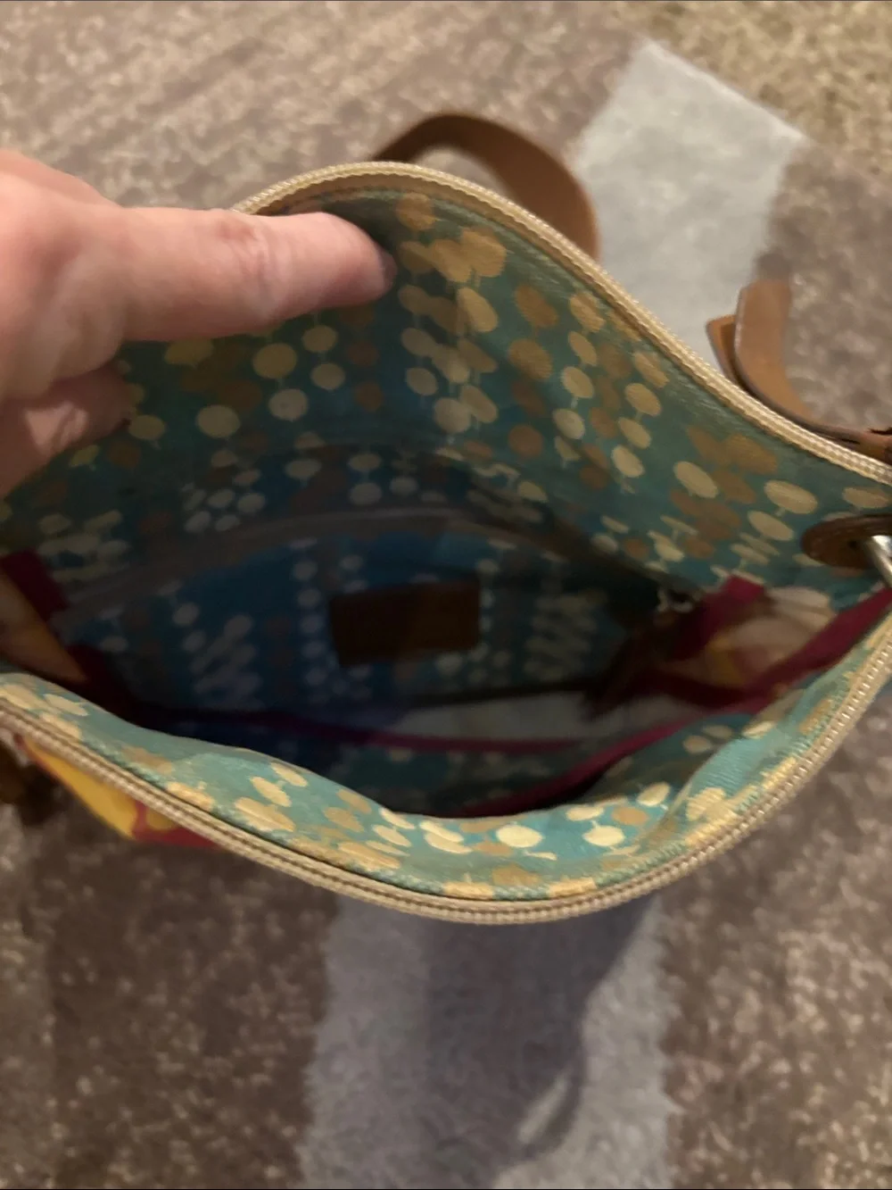 Fossil Yellow Multicolor Patterned Crossbody Bag
